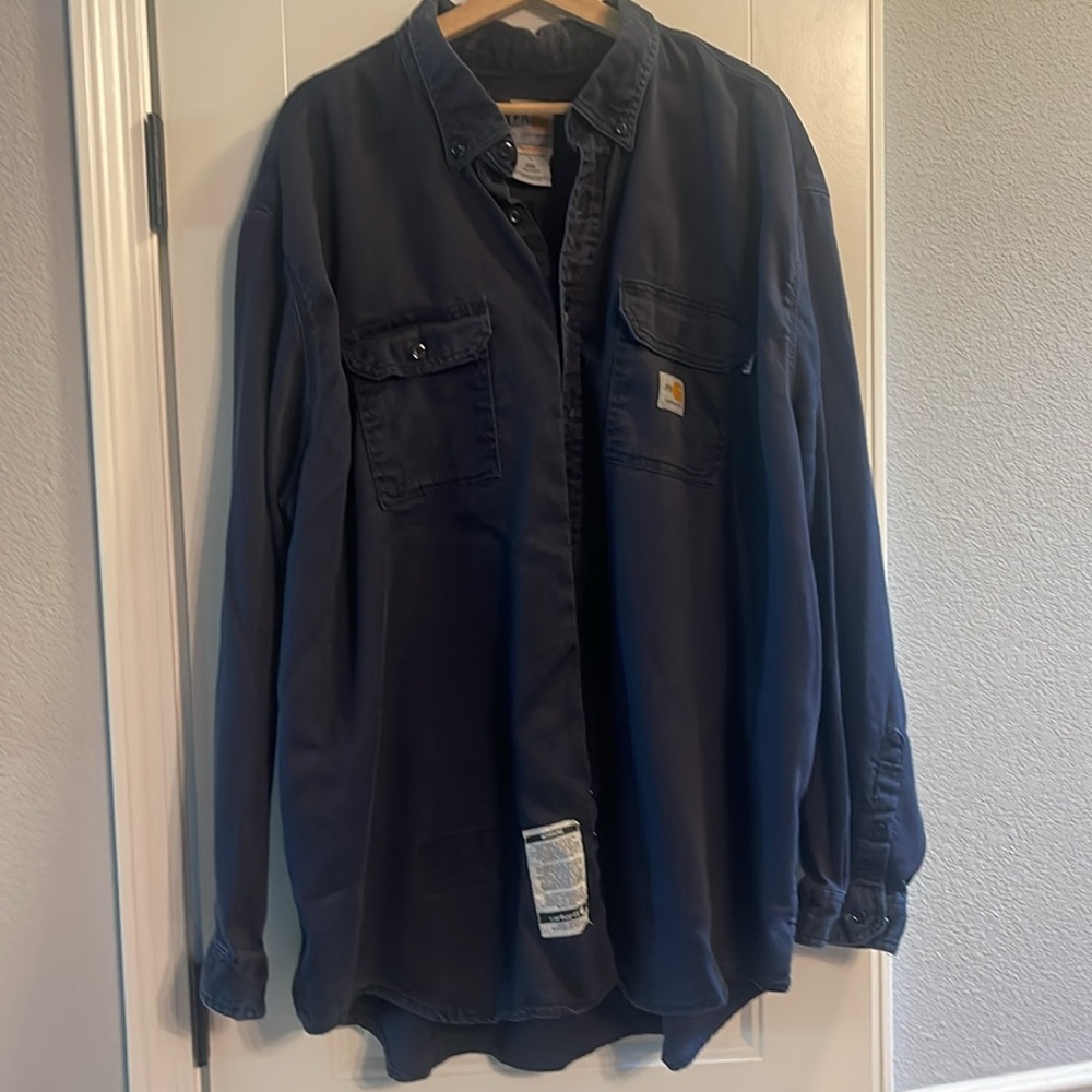 Carhartt Men's Flame-Resistant (FR) Shirt in size 4XL, Navy Blue